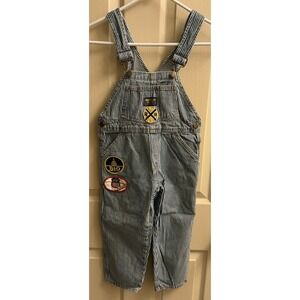 Vintage Pin Stripe Oshkosh‎ B'Gosh Overalls Bibs/Pants Boys Size 4 With Patches